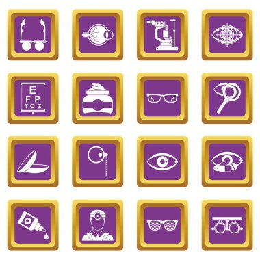 Mor göz doktoruna araçları Icons set
