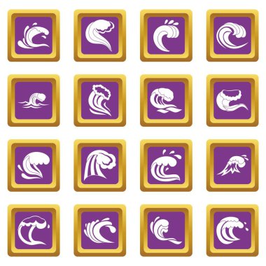 Deniz dalgaları simgeler mor ayarla