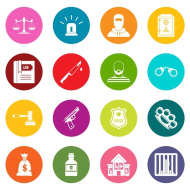 Suç ve ceza simgeleri çok renk ayarla