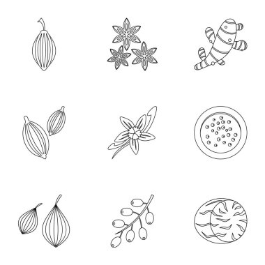 Eko çeşni simge seti, anahat stili