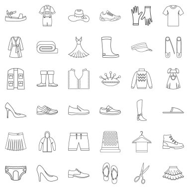 Giysi Icons set, anahat stili