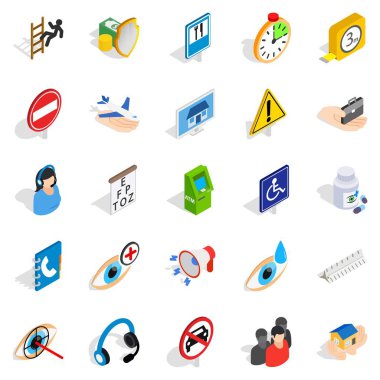 Kabartma Icons set, izometrik stili