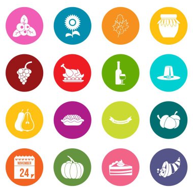 Şükran günü simgeler çok renk ayarla