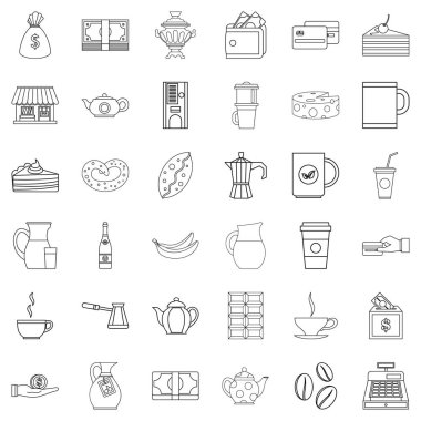 Kahve simgeleri ayarlandı, taslak biçimi