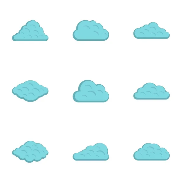 Conjunto de iconos de nube de atmósfera, estilo plano — Archivo Imágenes Vectoriales