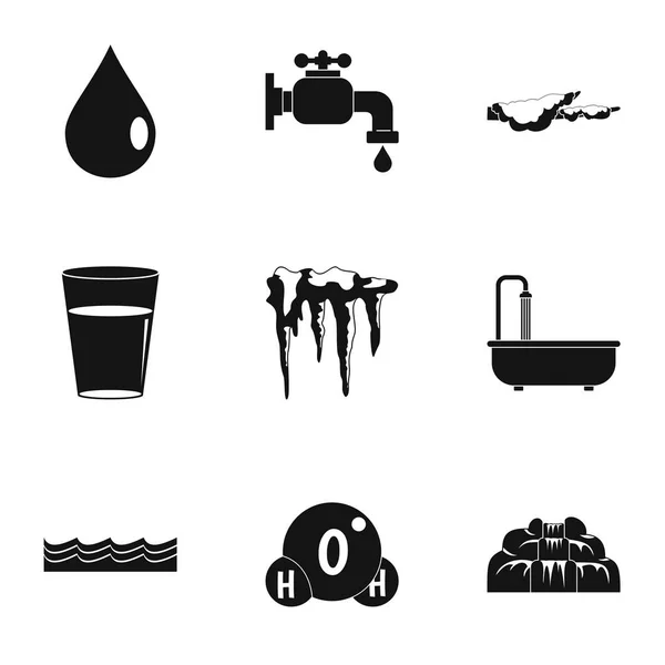 Conjunto de ícones de água da estação, estilo simples —  Vetores de Stock