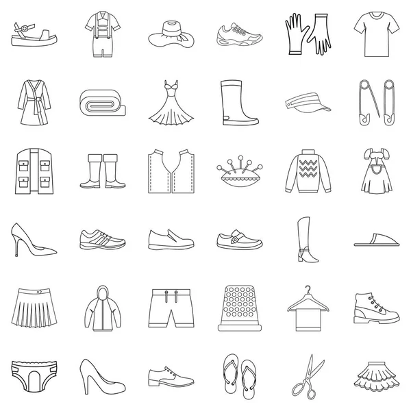 Conjunto de iconos de ropa, estilo de contorno — Archivo Imágenes Vectoriales