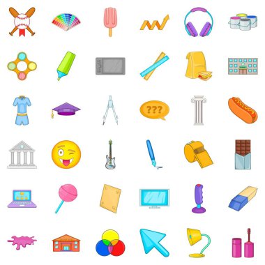 Üniversite Icons set, karikatür tarzı