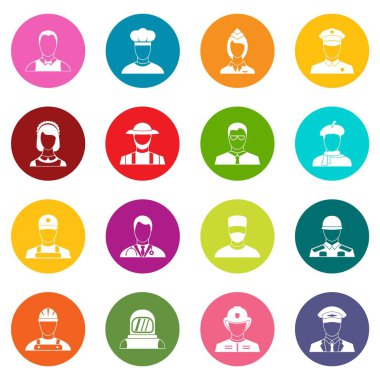 Çok renkli meslekler Icons set