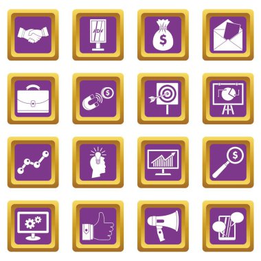 Öğeleri simgeler pazarlama mor ayarla