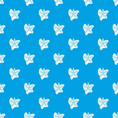 Deniz yıldızı desen kesintisiz mavi
