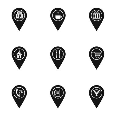 İstasyonu pimleri simge seti, basit tarzı