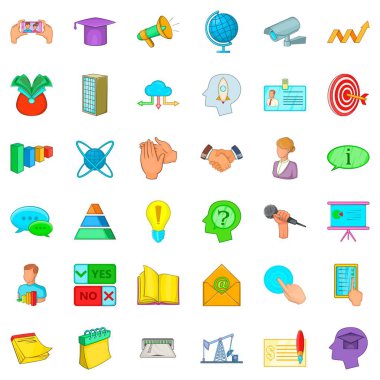 Konferans Icons set, karikatür tarzı