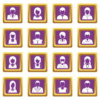 Infographic tasarım bölümleri simgeler mor ayarla