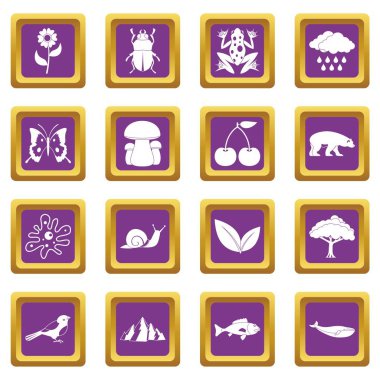 Petrol Sanayi öğeleri simgeler mor ayarla