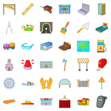 Barbekü Icons set, karikatür tarzı