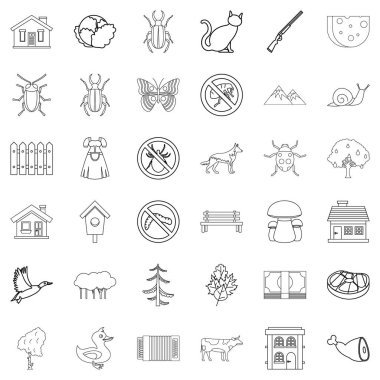  Barbekü Icons set, anahat stili