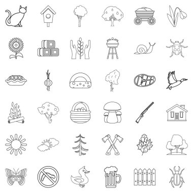 Kırsal Icons set, anahat stili