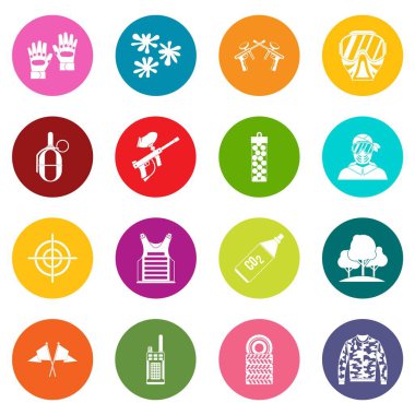 Çok renkli Paintball Icons set