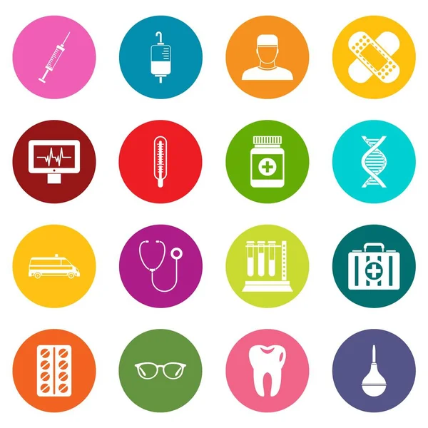 Medicine icons many colors set — Stock Vector