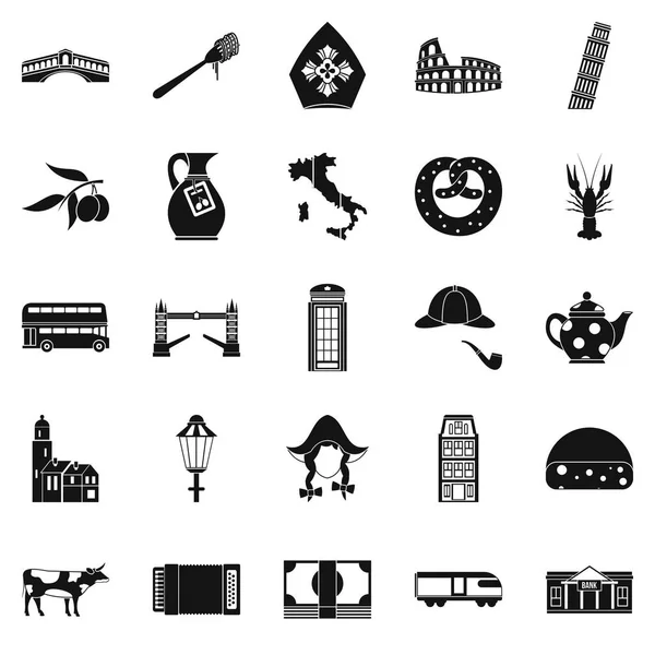 Ensemble d'icônes du Vatican, style simple — Image vectorielle