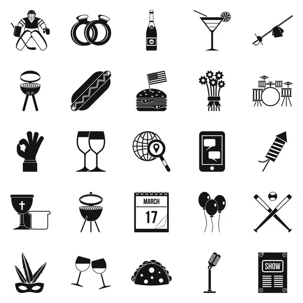 Happening icons set, simple style — Stock Vector