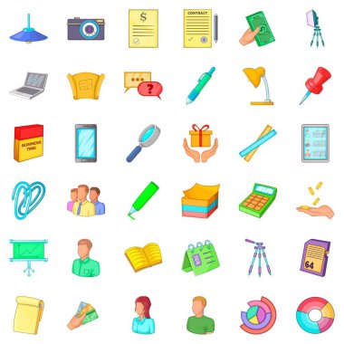 Icons set coworking, karikatür tarzı