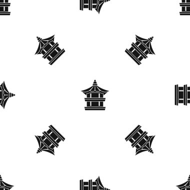 Geleneksel Kore pagoda desen sorunsuz siyah