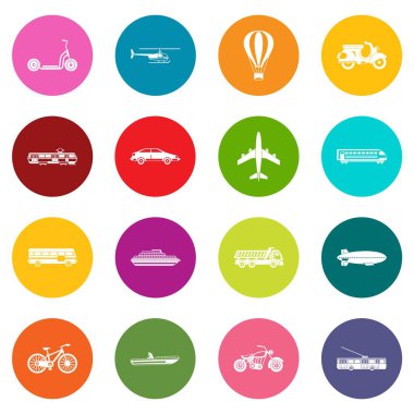 Çok renkli ulaşım Icons set