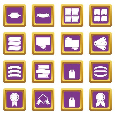 Farklı renkli Etiketler simgeler mor ayarla