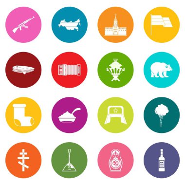 Çok renkli Rusya Icons set