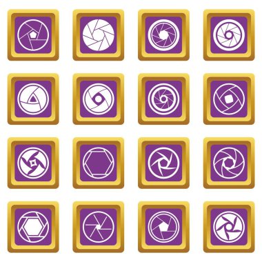 Mor fotoğraf diyafram Icons set