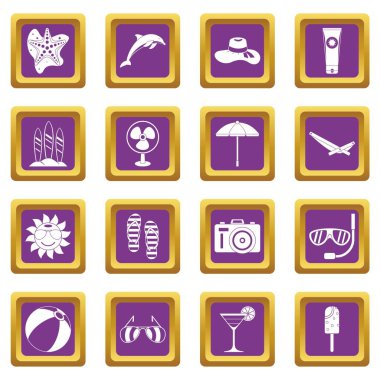 Mor yaz dinlenme Icons set