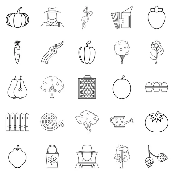 Conjunto de iconos de sector, estilo de esquema — Archivo Imágenes Vectoriales