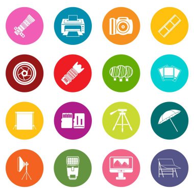 Çok renkli fotoğraf stüdyosu Icons set