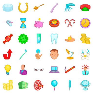 Diş Bakımı Icons set, karikatür tarzı