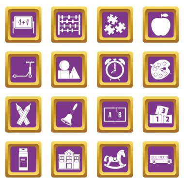 Anaokulu sembol simgeler mor ayarla