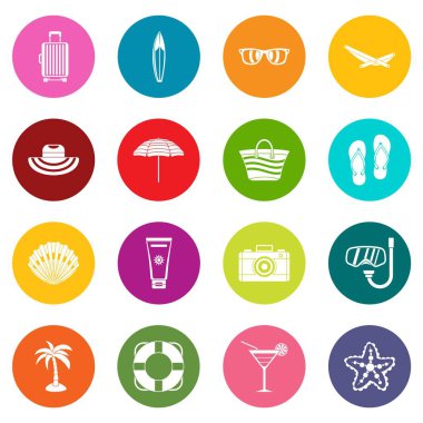 Çok renkli yaz dinlenme Icons set