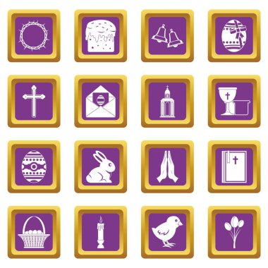 Paskalya öğeleri simgeler mor ayarla