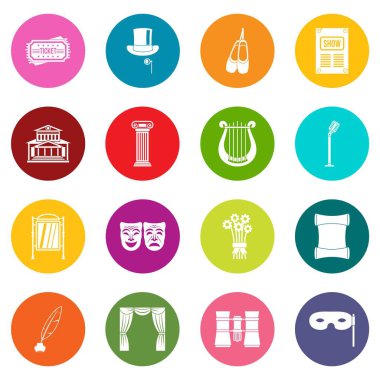 Çok renkli tiyatro Icons set