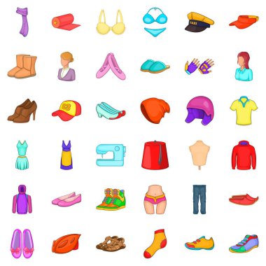 Aksesuar simge seti, karikatür tarzı