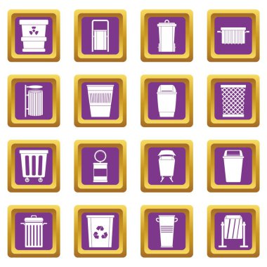 Çöp konteyner simgeler mor ayarla