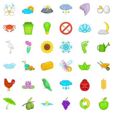 Icons set geri dönüşüm, karikatür tarzı