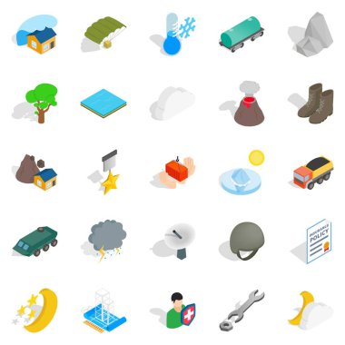 Yanıcı Icons set, izometrik stili