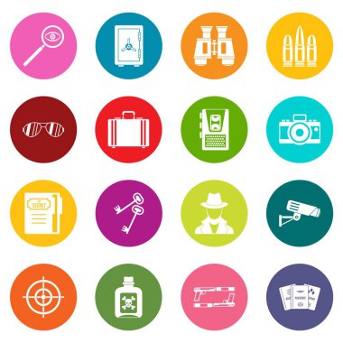 Birçok renklerini ayarlama simgeleri casus araçları