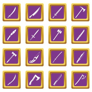 Çelik silah simgeleri simgeleri mor ayarla