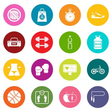 Çok renkli sağlıklı yaşam Icons set