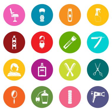 Çok renkli kuaförlük Icons set