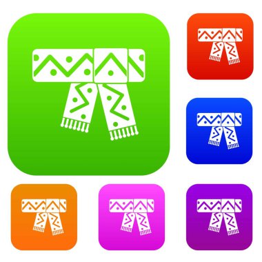 Desenli örgü fular koleksiyonu ayarla