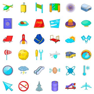 Uçak Icons set, karikatür tarzı